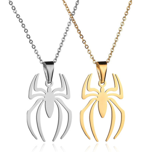 Stainless Steel Gold Silver Spider Necklace