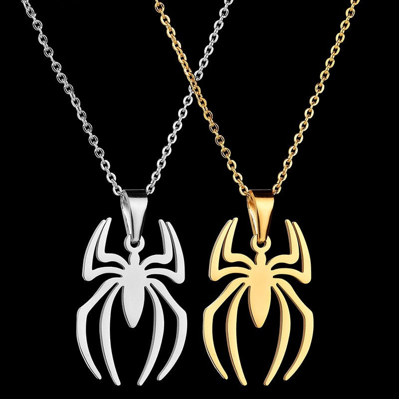 Stainless Steel Gold Silver Spider Necklace