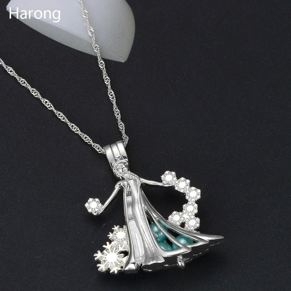 Frozen Elsa Pearl Pendant Necklace - VeilsGalore