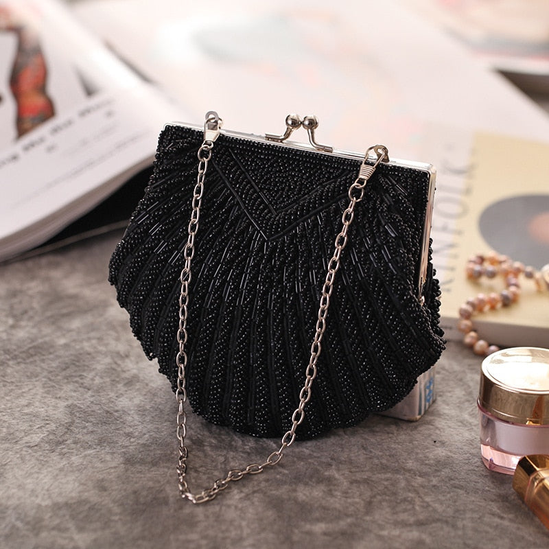 Black Pearl Beaded Clutch