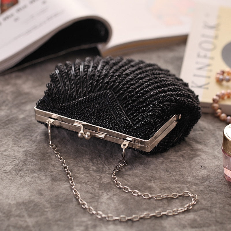 Black Pearl Beaded Clutch