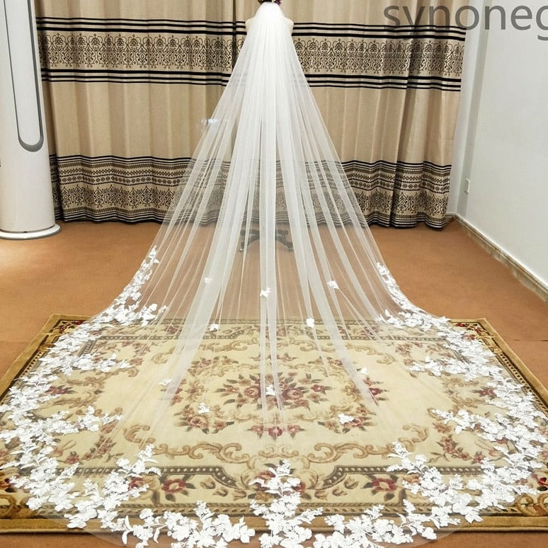 One Layer Cathedral Veil - Polyester Bridal Accessory