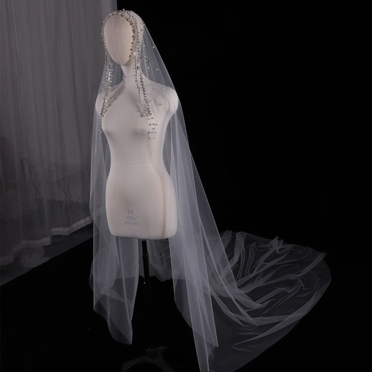 Cathedral veils with pearls  and  rhinestones 
