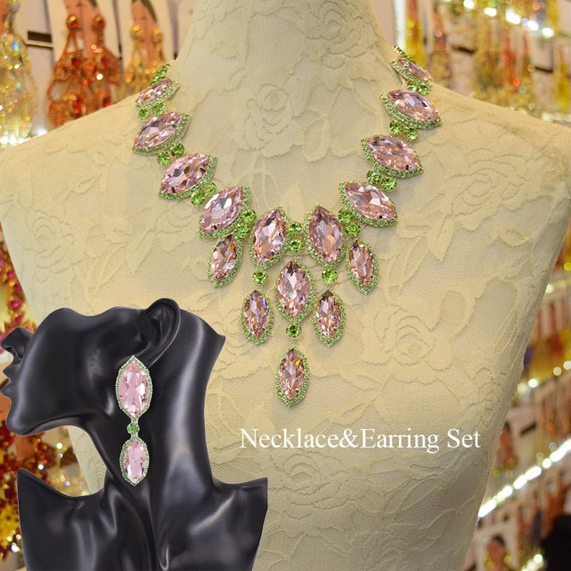 Pink Pendant Rhinestone Necklace