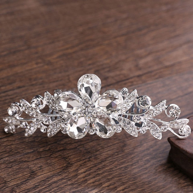 Mini Crystal & Pearl Wedding Tiara w/ Hair Combs