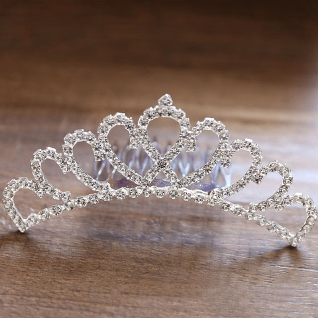 Mini Crystal & Pearl Wedding Tiara w/ Hair Combs