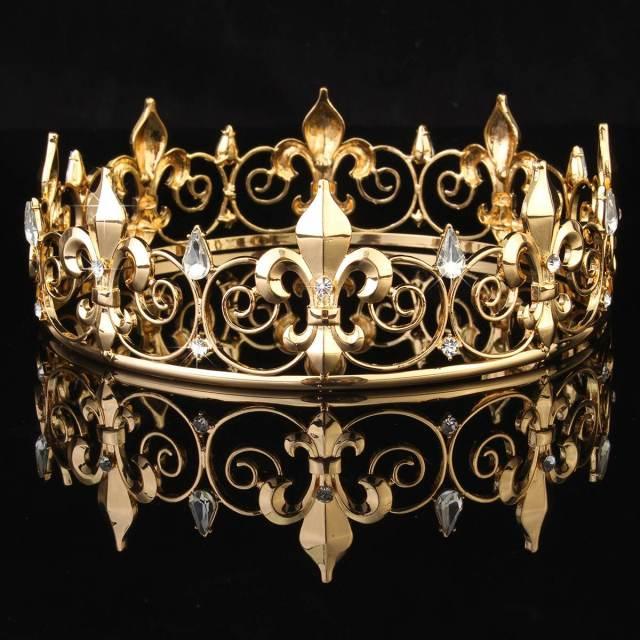 Gold Rhinestone Wedding Crown - VeilsGalore 