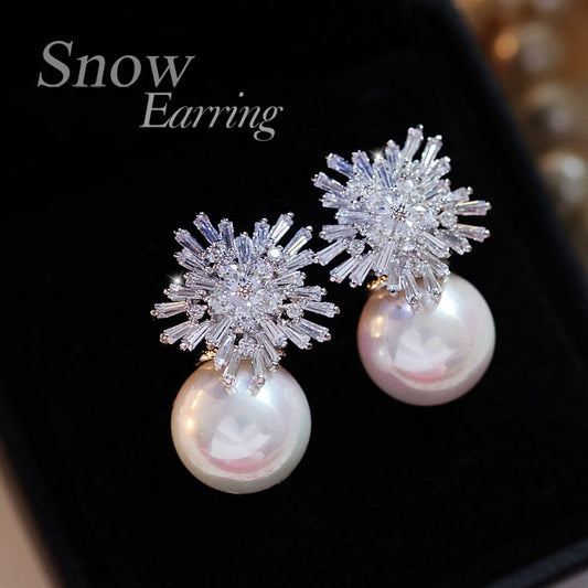 Pearl Snowflake Earrings