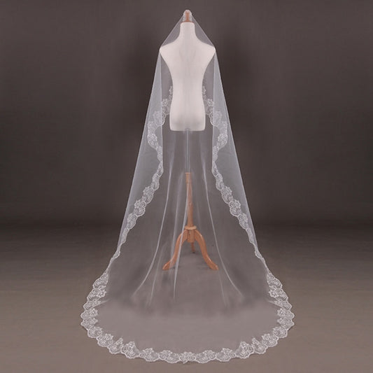 1.5M One Layer Flower Lace Edge Veil
