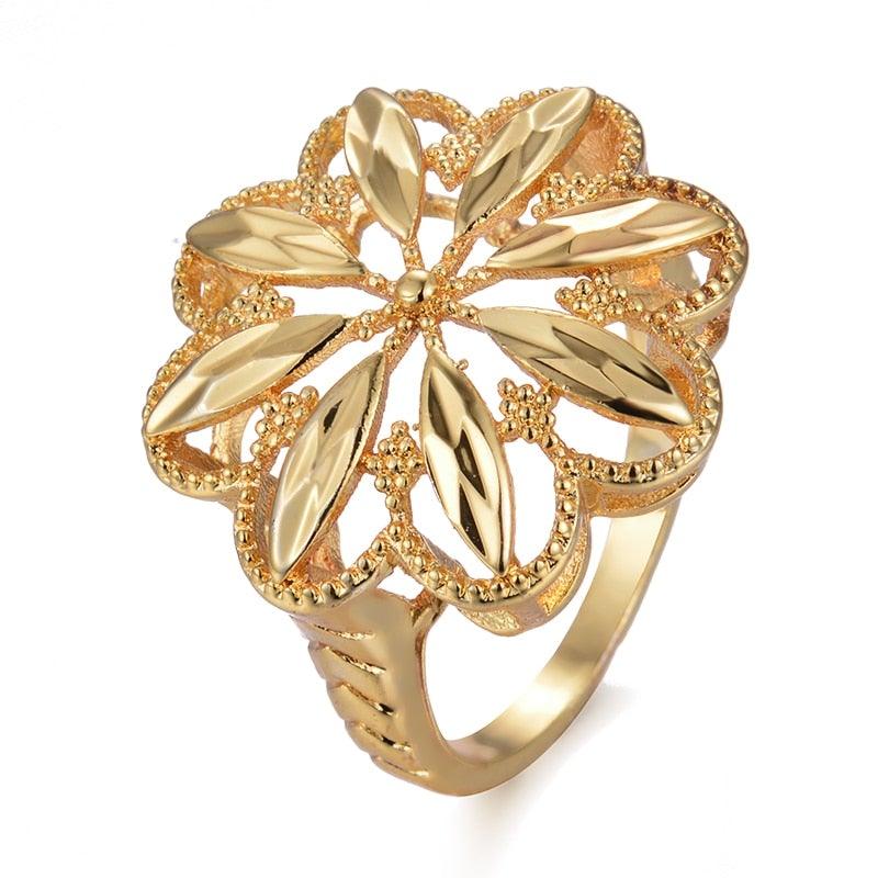 24K Dubai Gold Flower Ring - VeilsGalore 