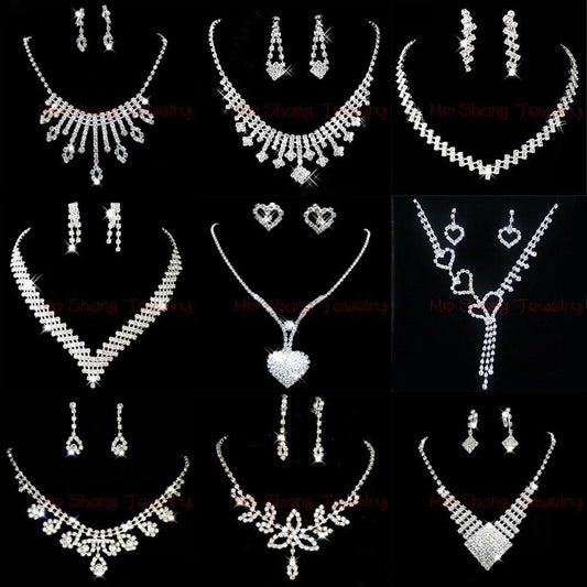 Crystal Silver Bridal Jewelry Sets - VeilsGalore 