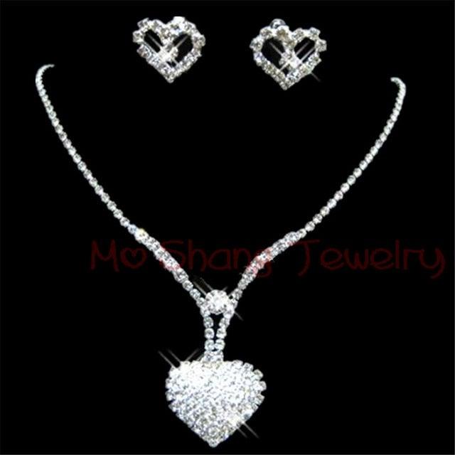 Crystal Silver Bridal Jewelry Sets - VeilsGalore 