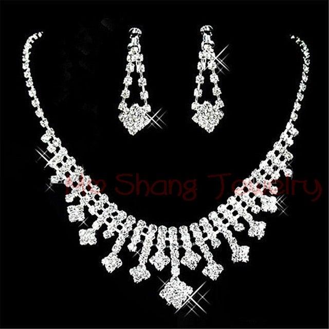 Crystal Silver Bridal Jewelry Sets - VeilsGalore 