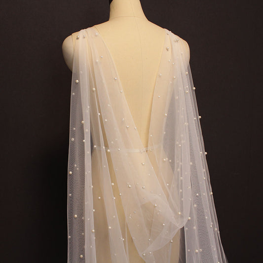 Pearl Adorned Wedding Shawl /Cape