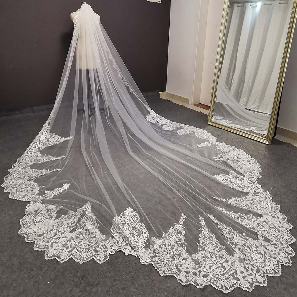 cathedral wedding veil with lace