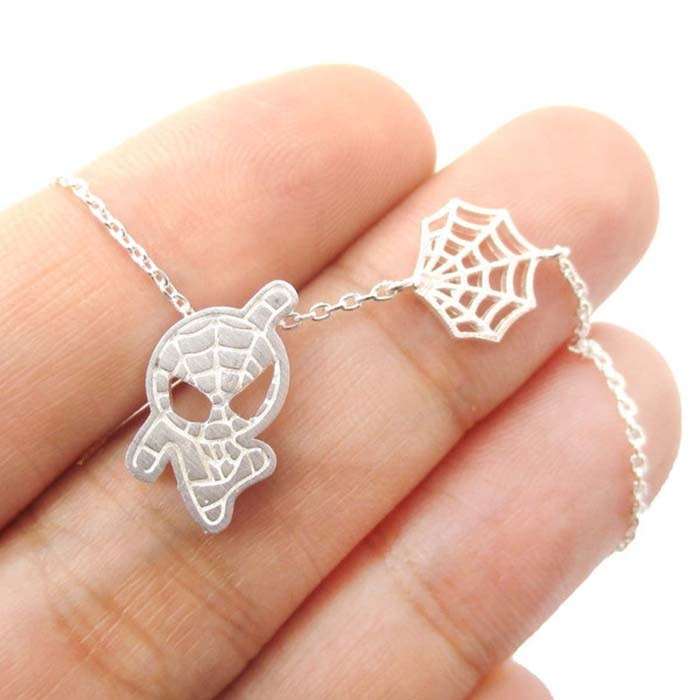 Spider Man Web Shaped Charm Necklace