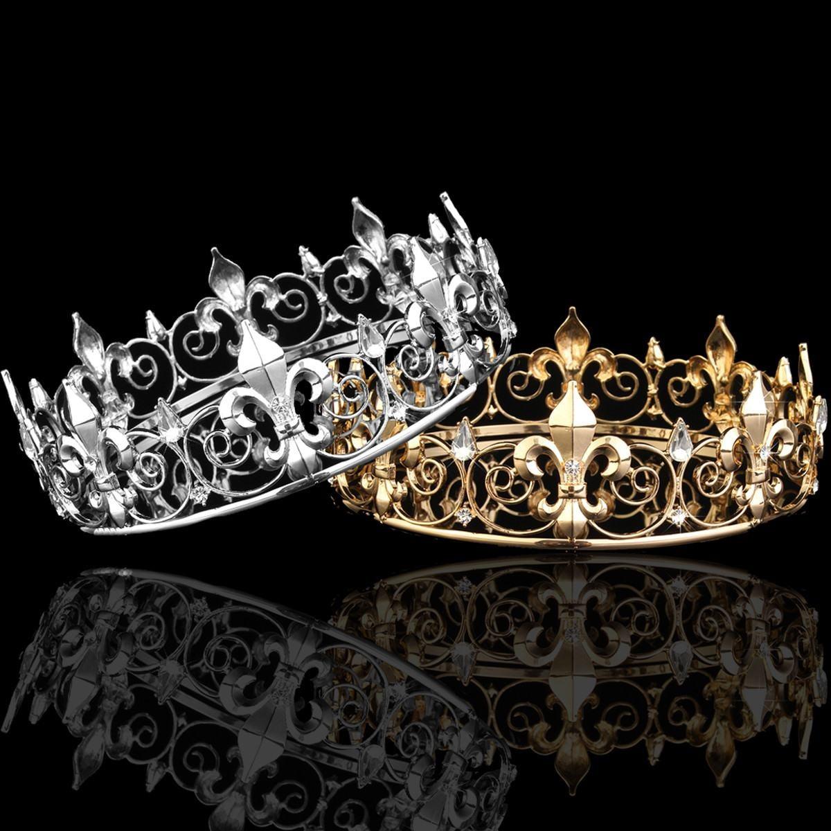 Gold Silver Rhinestone Wedding Crown - VeilsGalore 