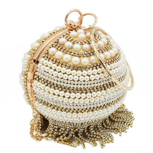 Ball Shaped Diamond/ Pearl Clutch Handbag 🚚
