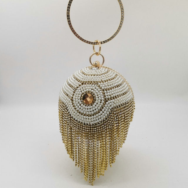 Ball Shaped Diamond/ Pearl Clutch Handbag 🚚