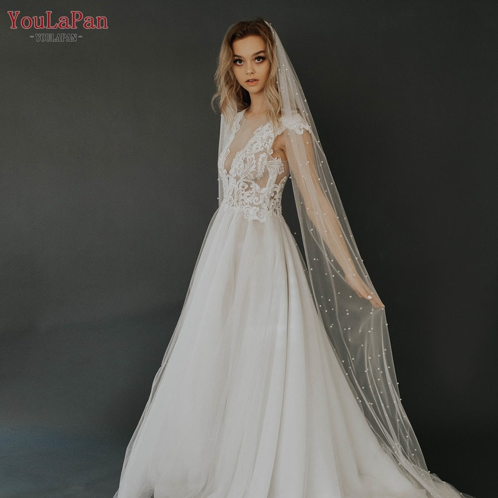 Tulle Wedding veil with pearls