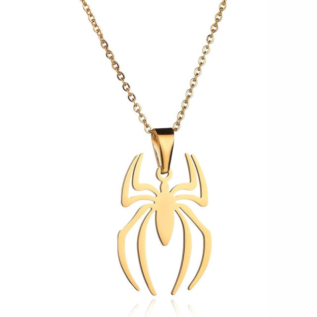 Stainless Steel Gold Silver Spider Necklace