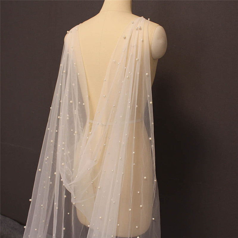 Pearl Adorned Wedding Shawl /Cape