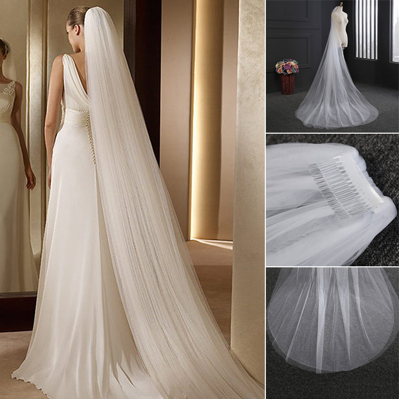 Elegant Long Tailed Tulle Veil