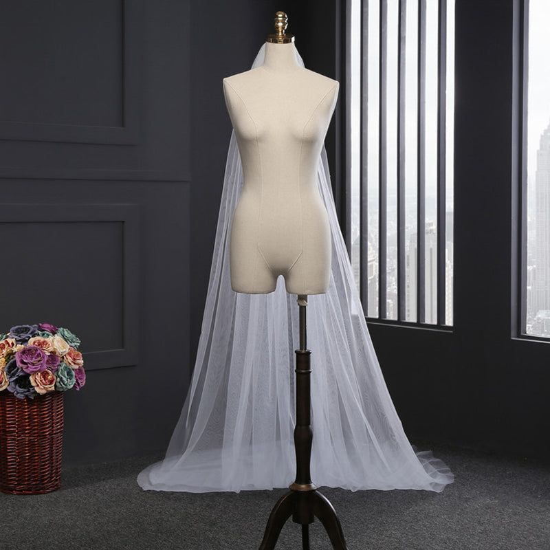 Elegant Long Tailed Tulle Veil