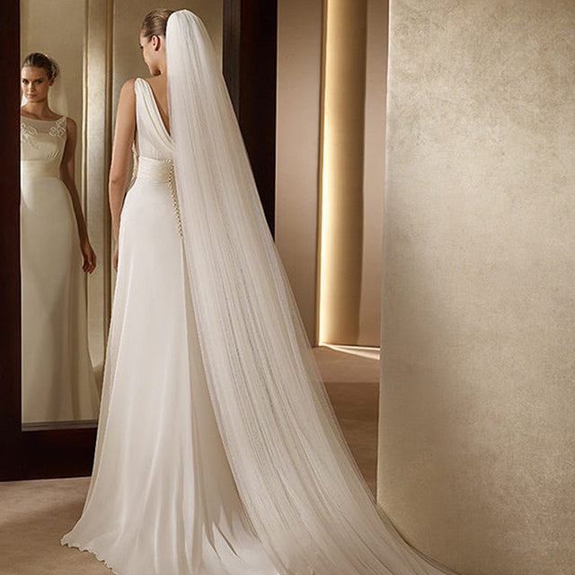 Elegant Long Tailed Tulle Veil