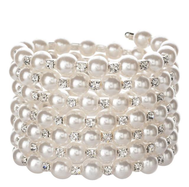Multilayer Elastic Pearl Beaded Bracelets